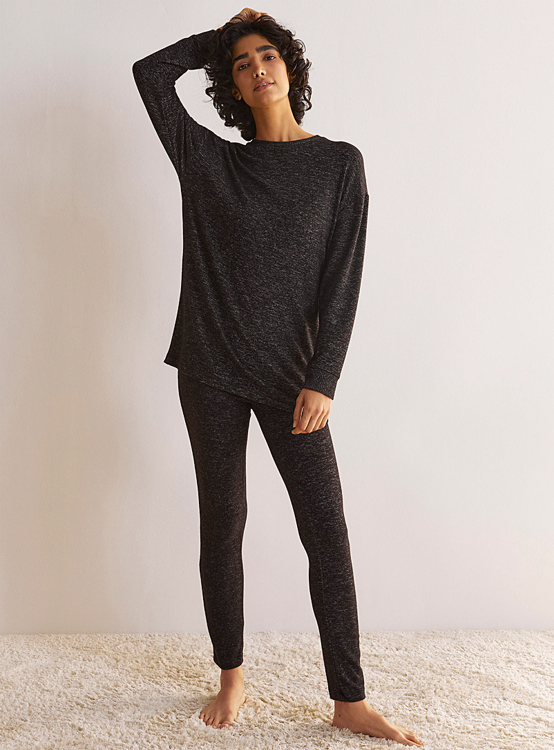 Miiyu x Twik: Le sweat long doux tricot chiné Noir pour femme
