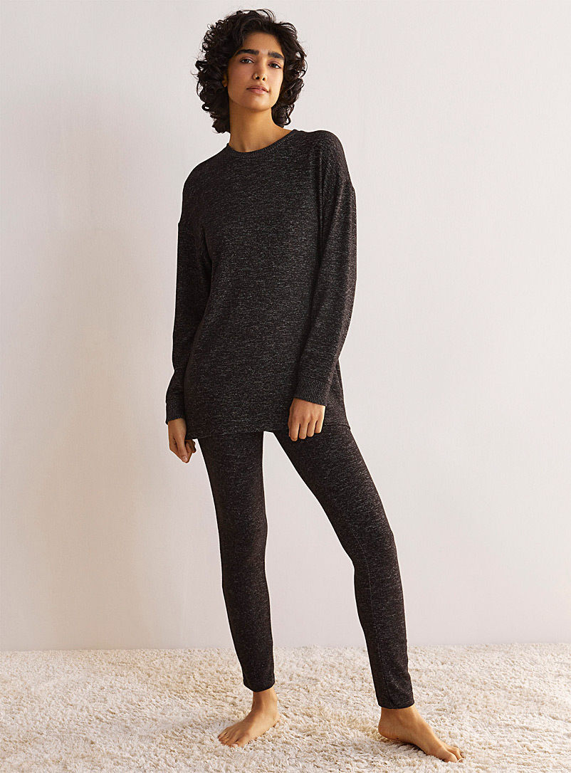 Miiyu x Twik: Le legging doux tricot chiné Noir pour femme