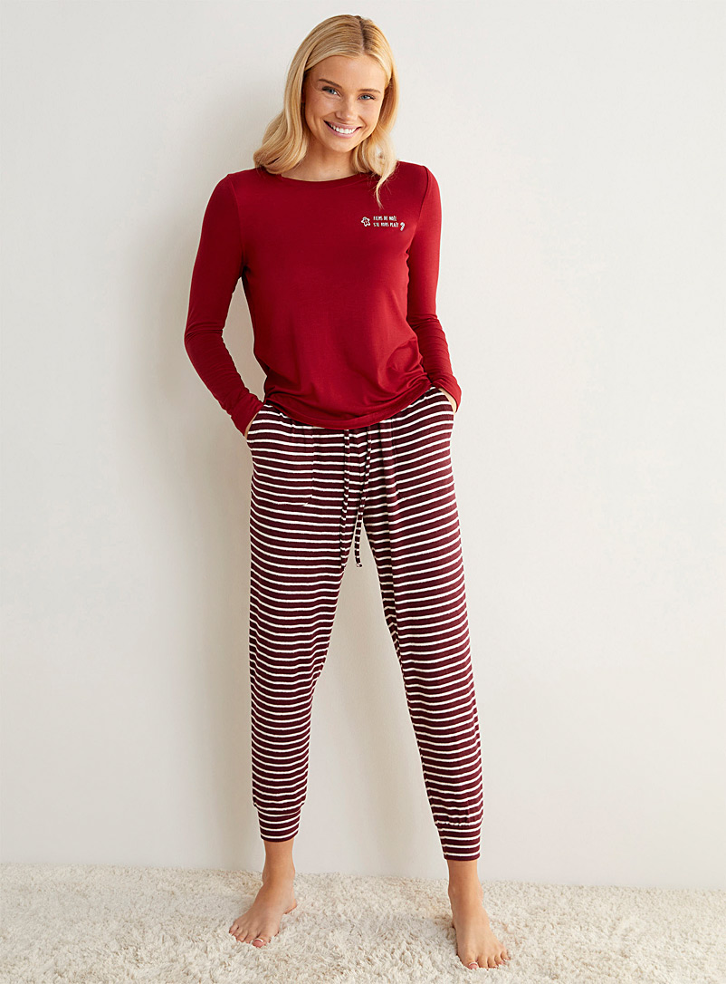 Miiyu x Twik Assorted red Winter vibe soft knit jogger for women