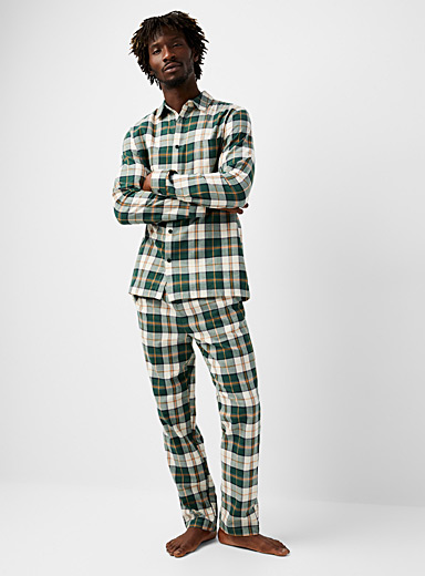 Le 31: L'ensemble pyjama coton bio carreaux verts Vert à motifs pour homme