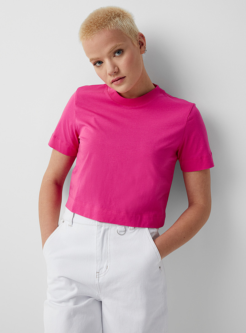 Twik Pink Short sleeves boxy tee for women