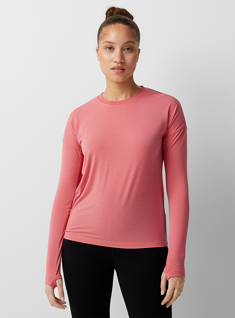 I.FIV5 Dusky Pink Drop-shoulder ultra-soft tee for women