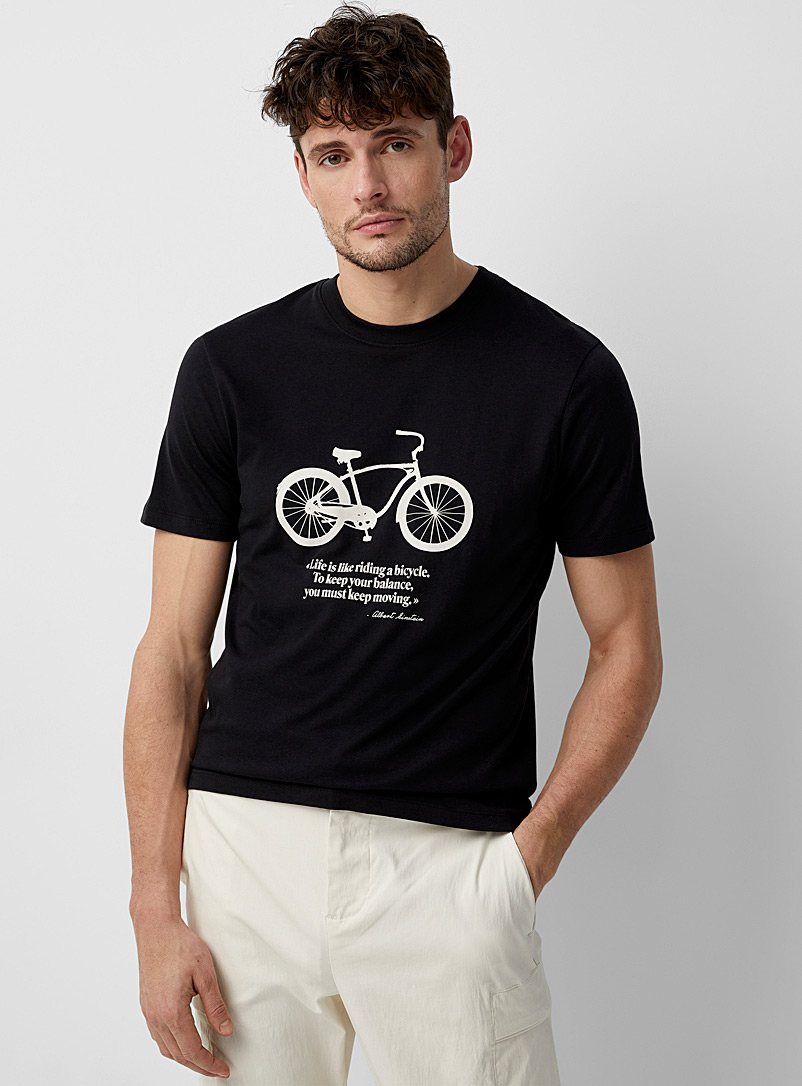 Le 31 Patterned Black Bike T-shirt for men