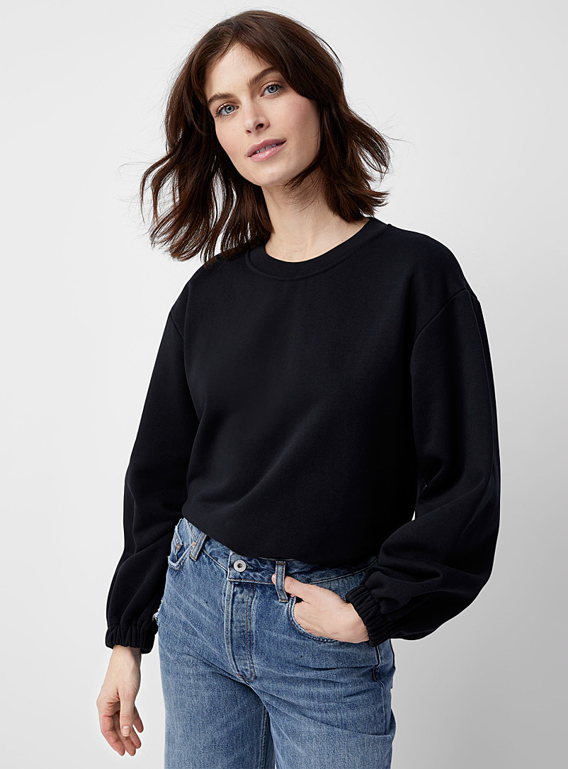 Contemporaine Black Loose puff-sleeve sweatshirt for women