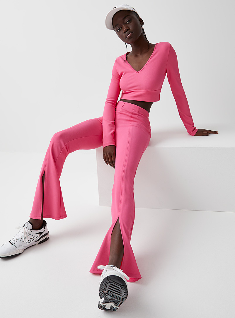 Twik Pink Front-slit pant for women