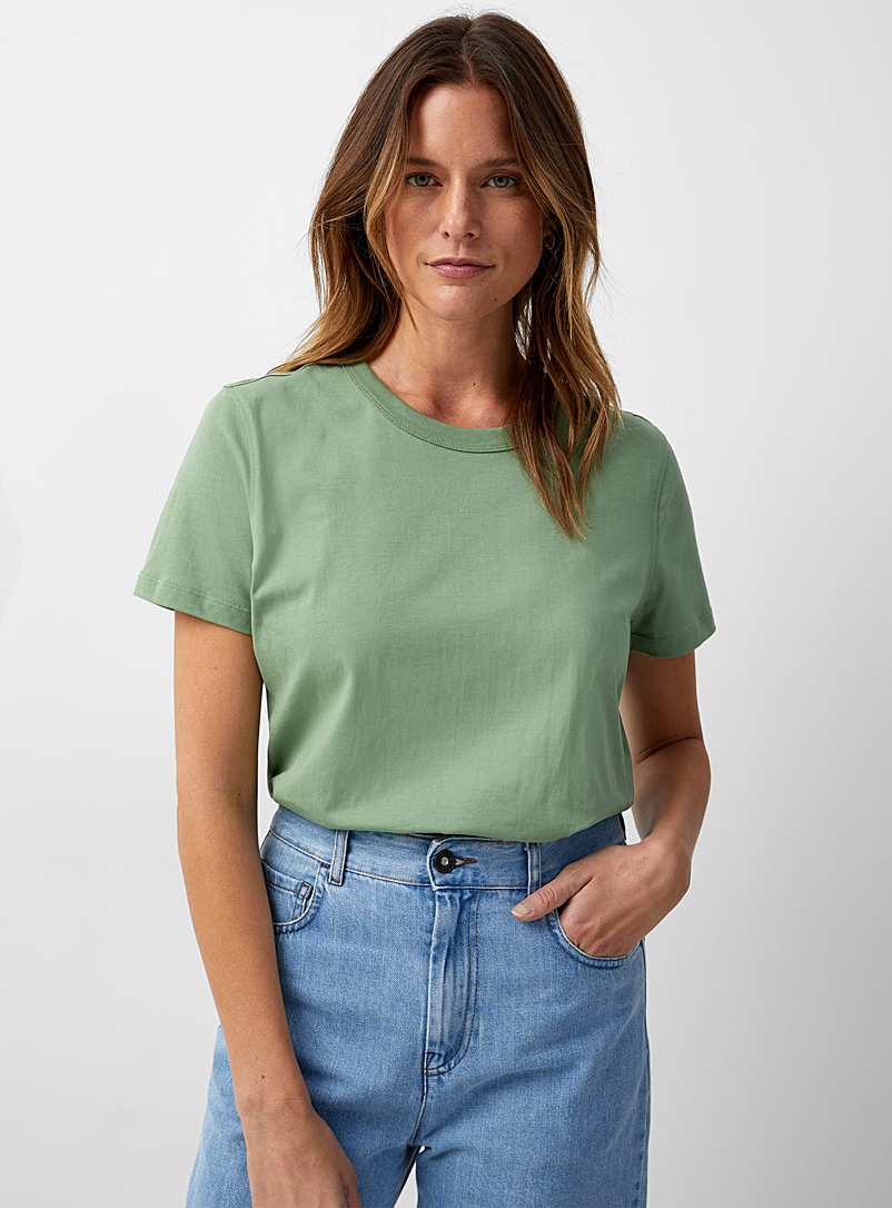 Contemporaine Kelly Green Organic cotton cropped T-shirt for women