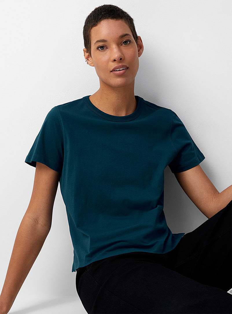 Contemporaine Dark Blue Organic cotton cropped T-shirt for women