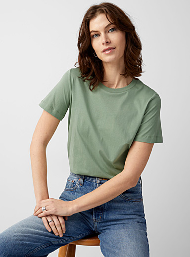 Contemporaine Kelly Green Colourful organic cotton crew-neck T-shirt for women