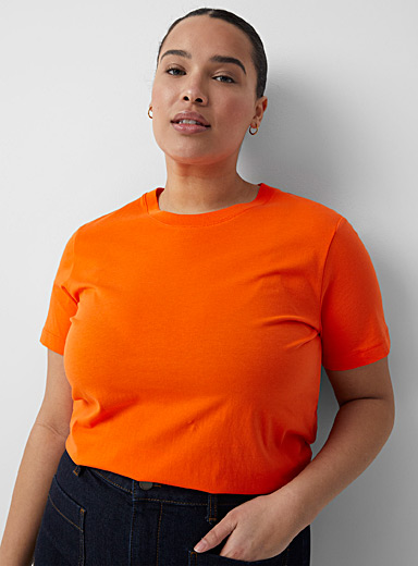 Contemporaine Orange Colourful organic cotton crew-neck T-shirt for women