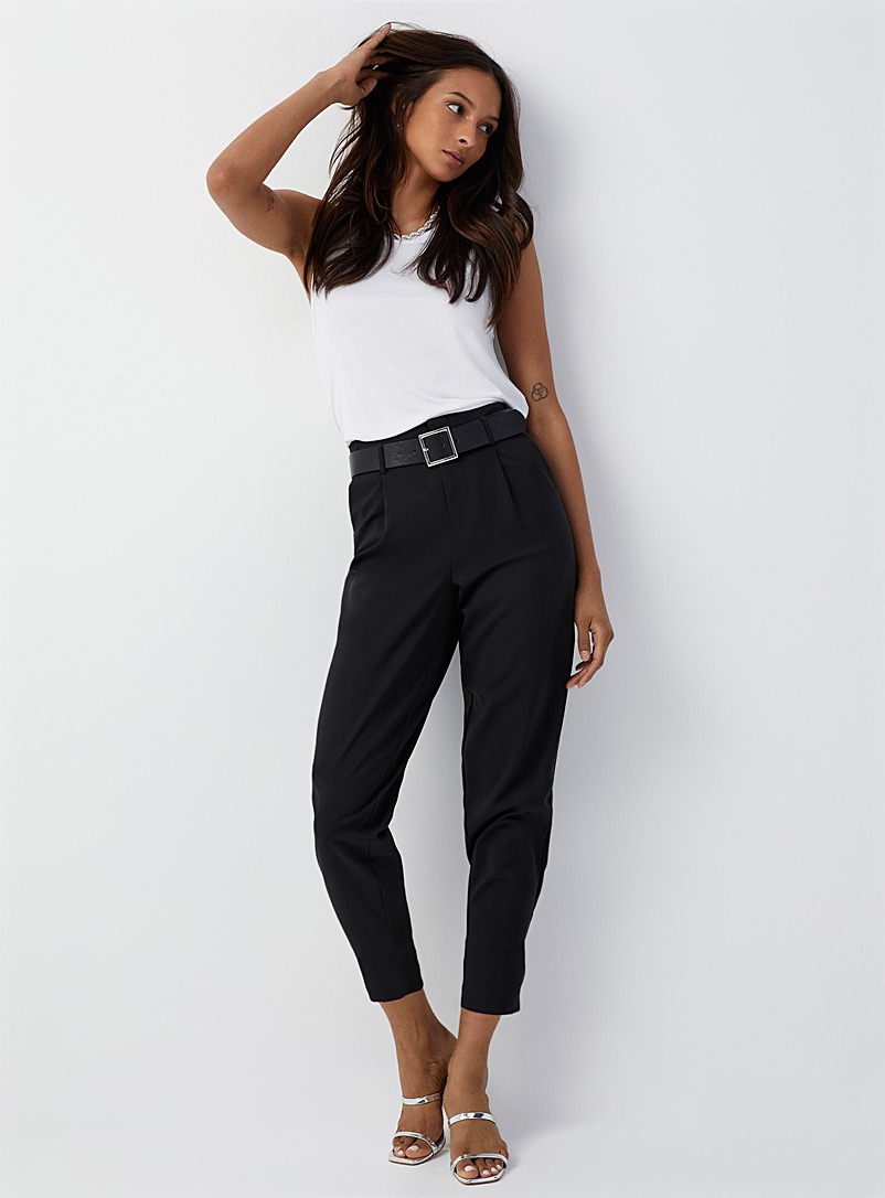 Icône Black Belted balloon pant for women