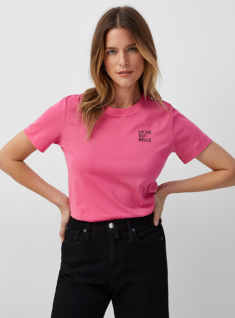 Contemporaine Patterned Crimson Pink hope T-shirt for women
