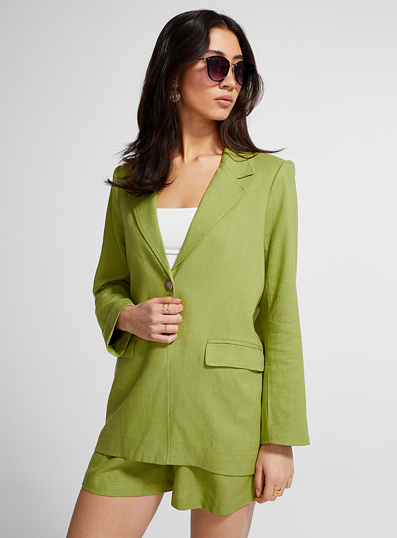 Icône Green Oversized touch of linen blazer for women