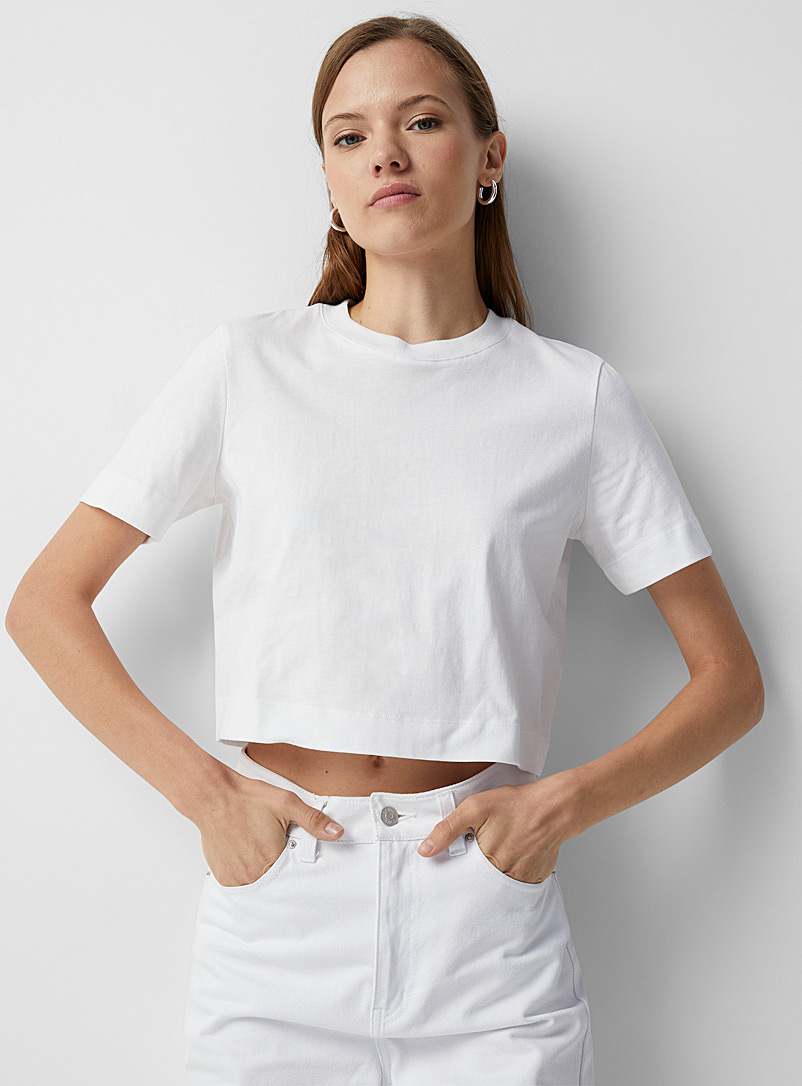 Twik: Le t-shirt court carré coton bio Blanc pour femme
