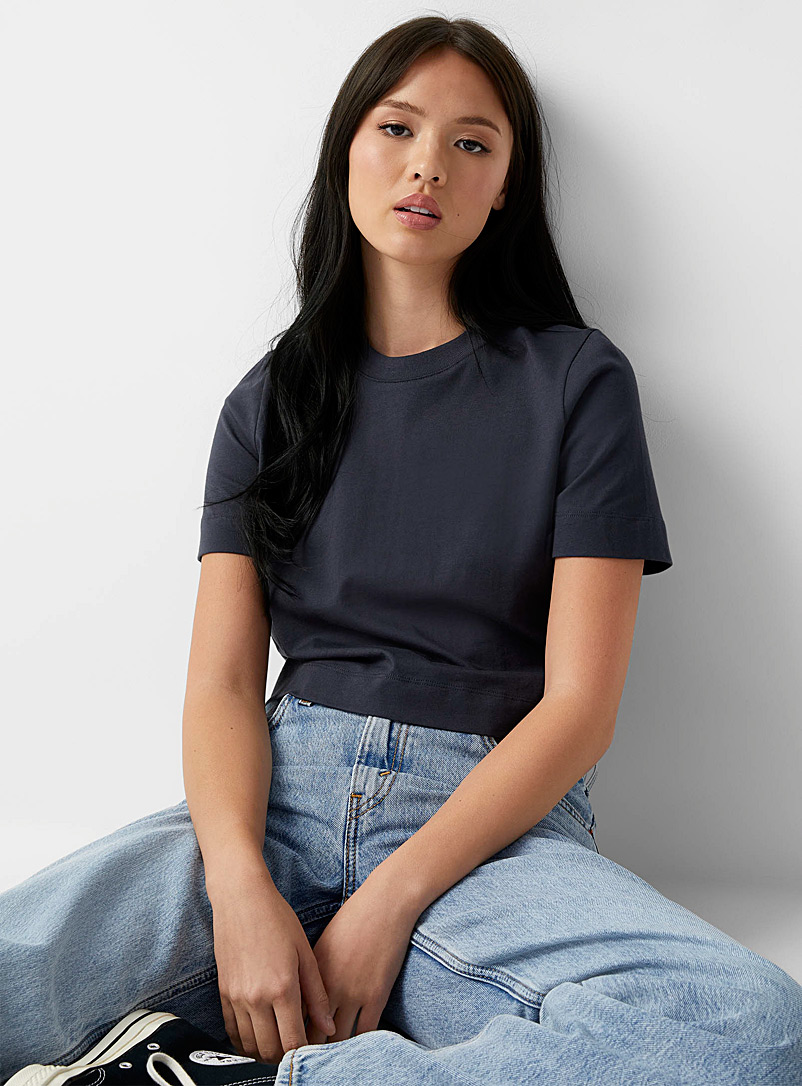 Twik: Le t-shirt ample carré coton bio Marine pour femme