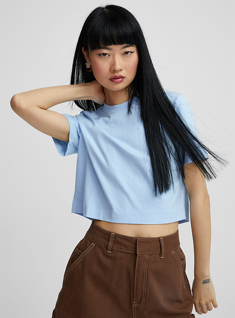 Twik: Le t-shirt court carré coton bio Bleu pâle-bleu poudre pour femme