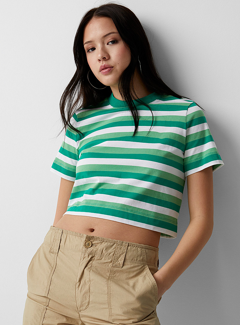 Twik Green Striped boxy-fit T-shirt for women