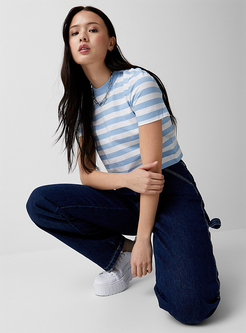 Twik Baby Blue Striped boxy-fit T-shirt for women
