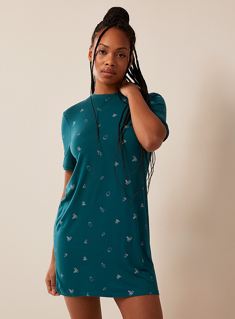 Miiyu x Twik: Le t-shirt de nuit motifs rêveurs Sarcelle - Turquoise pour femme