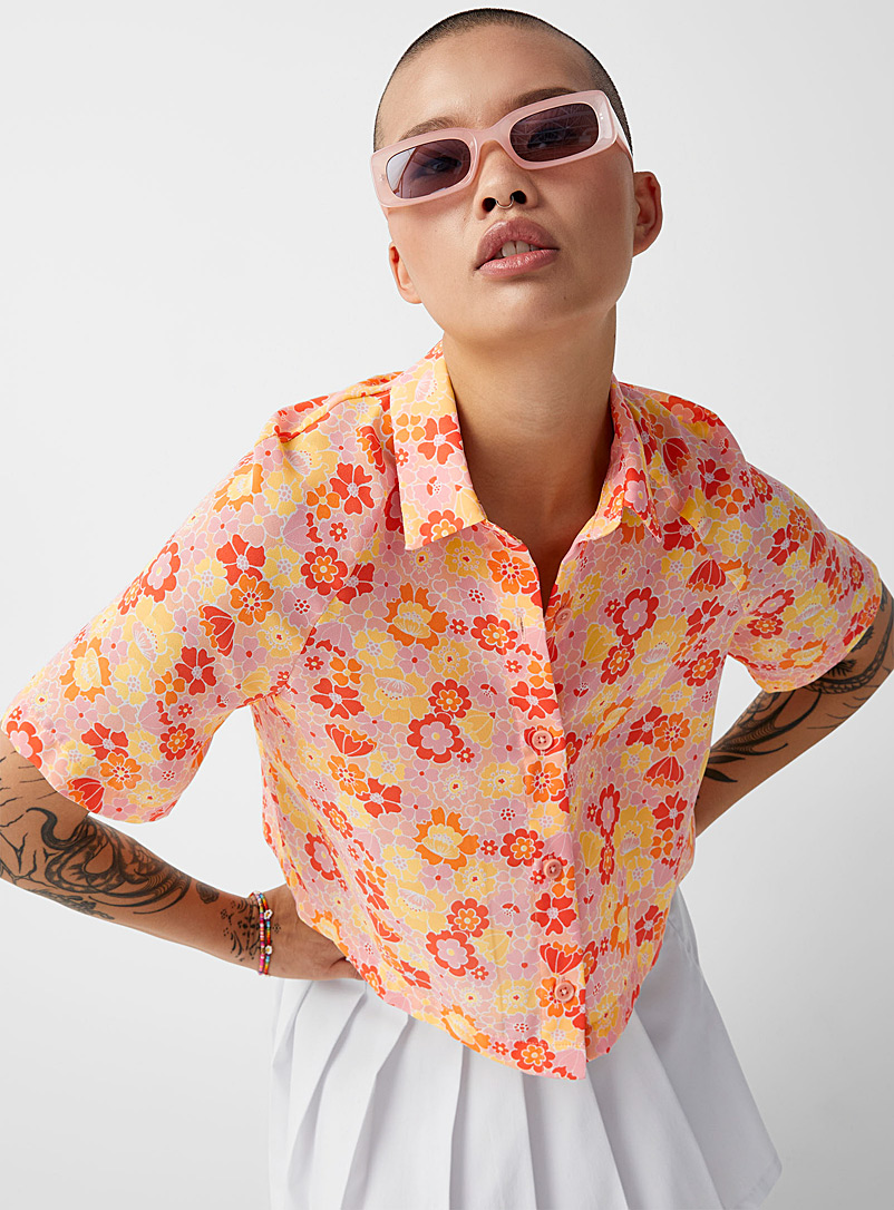 Twik: La chemise carrée imprimé floral Rose à motifs pour femme