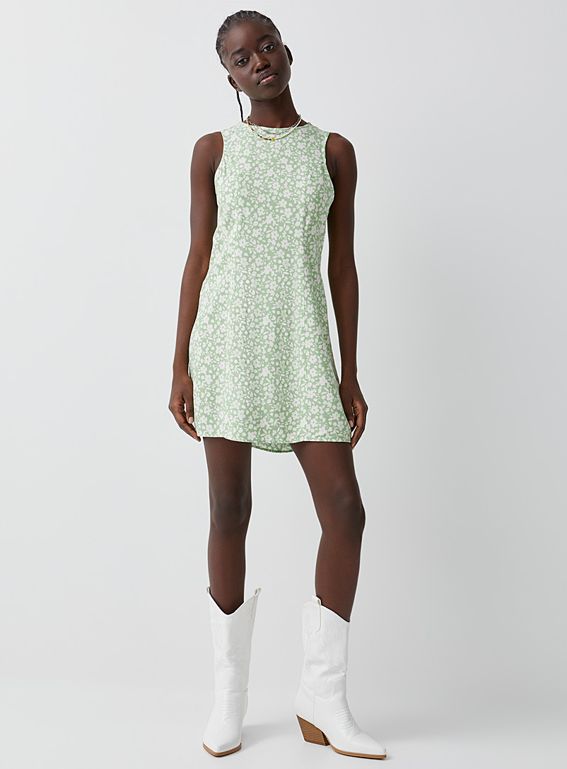 Twik Lime Green Sleeveless print dress for women
