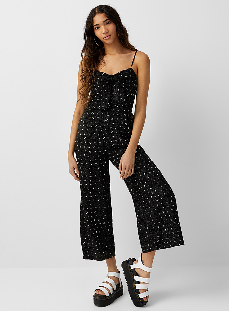 Twik Black and White Accent knot jumpsuit for women