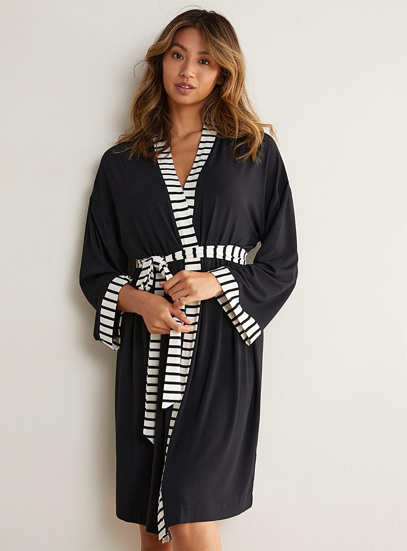 Miiyu Black Soft modal robe for women