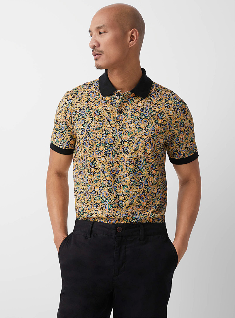 Le 31 Black Floral jersey polo Made with Liberty Fabric for men