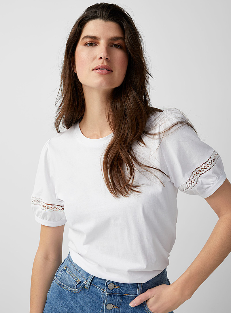 Contemporaine White Romantic sleeves T-shirt for women