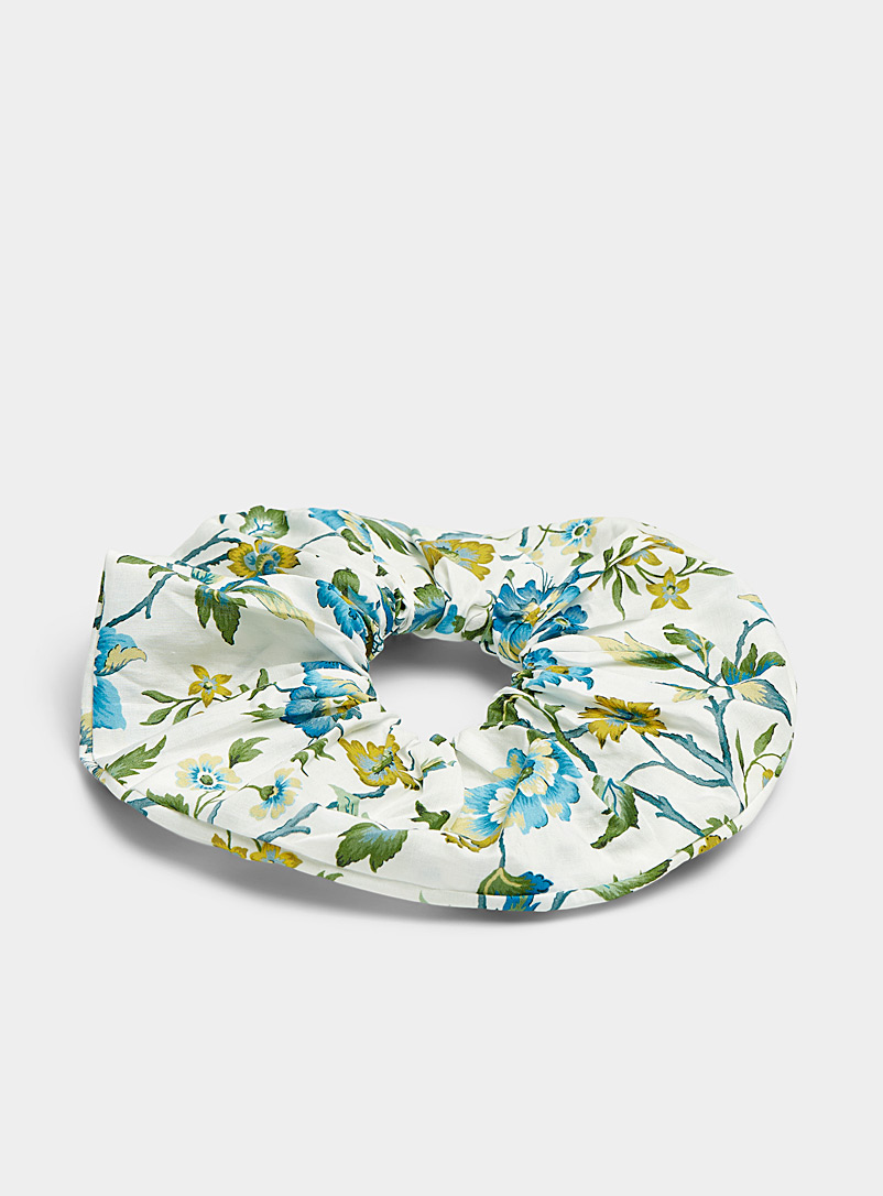 Simons Ivory White Eva Belle fan scrunchie Made with Liberty Fabric for women