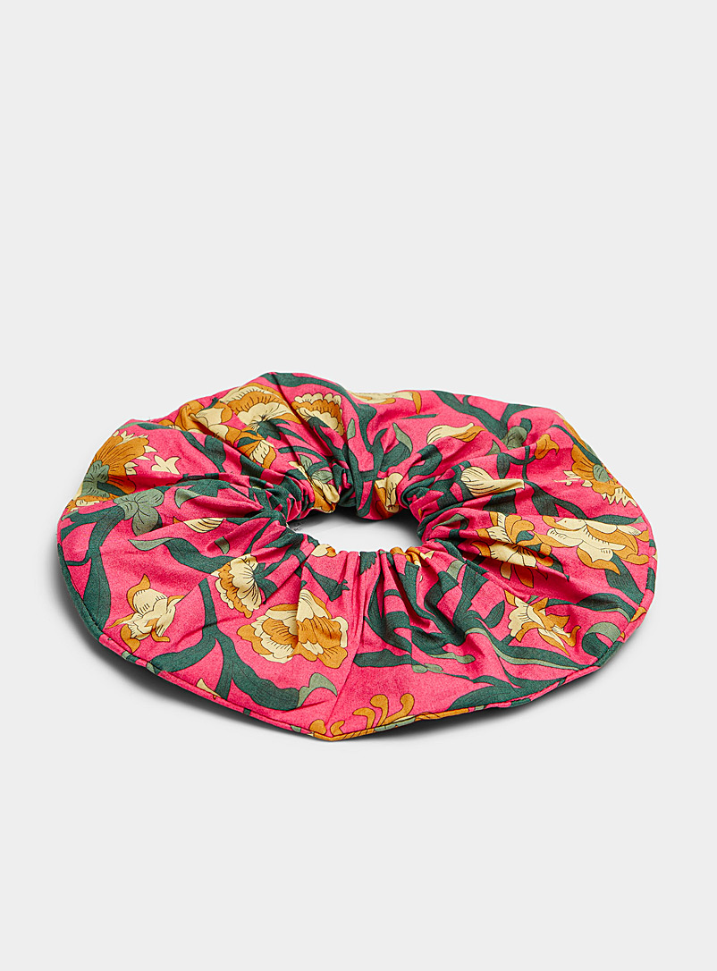 Simons Coral Floral fan scrunchie Made with Liberty Fabric for women
