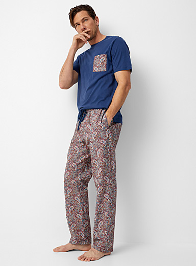 Le 31 Patterned Red Floral paisley lounge pant Made with Liberty Fabric for men