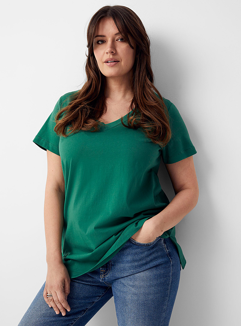 Contemporaine Green V-neck organic cotton tunic for women
