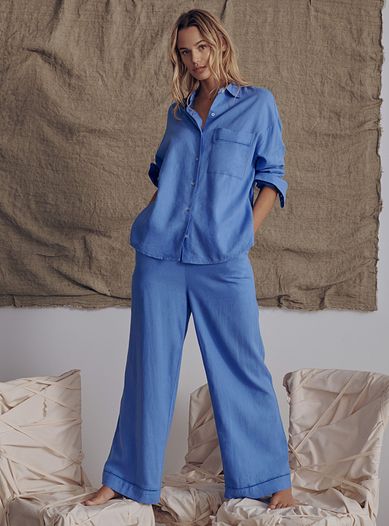 Miiyu Blue Ladder stitch lounge pant for women