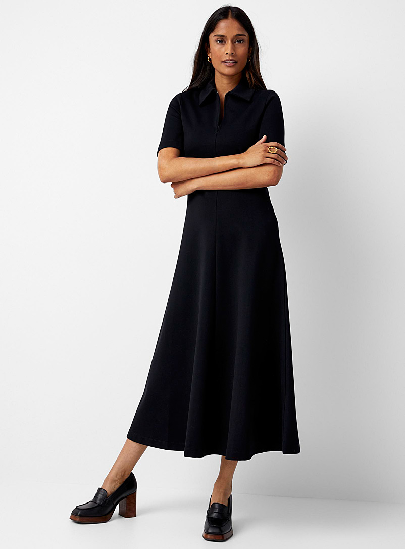 Contemporaine Black Zip-collar flared dress for women