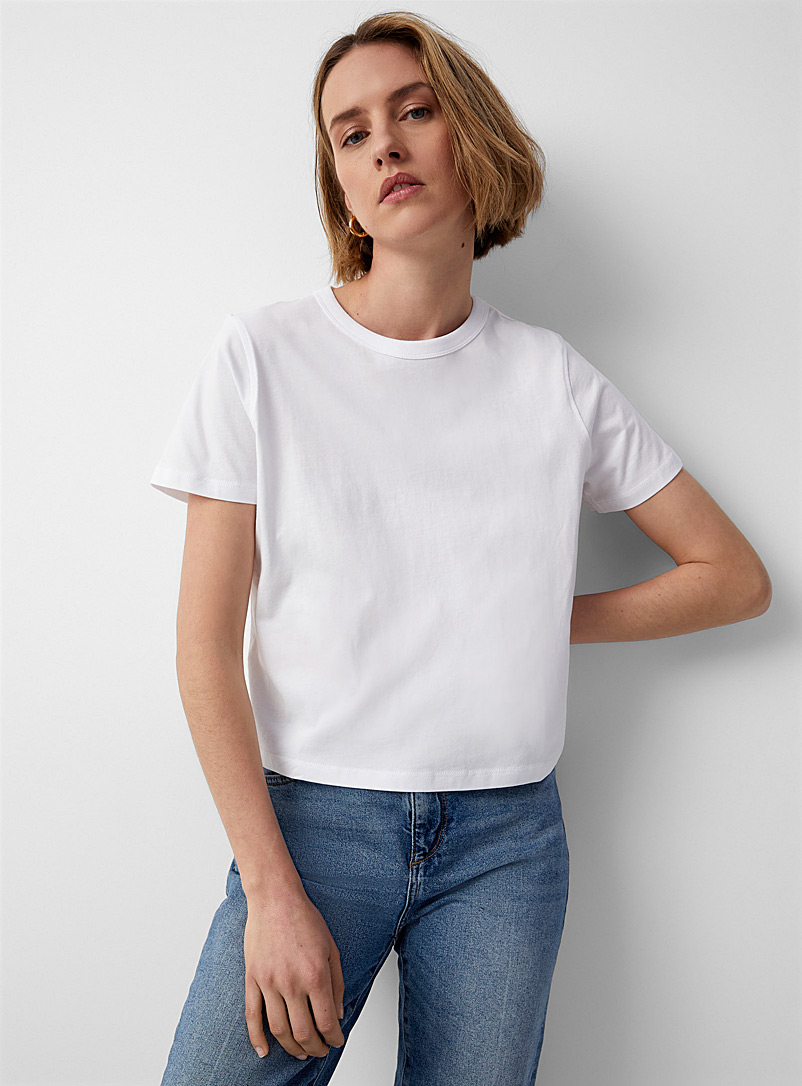 Contemporaine: Le t-shirt carré coton bio Blanc pour femme