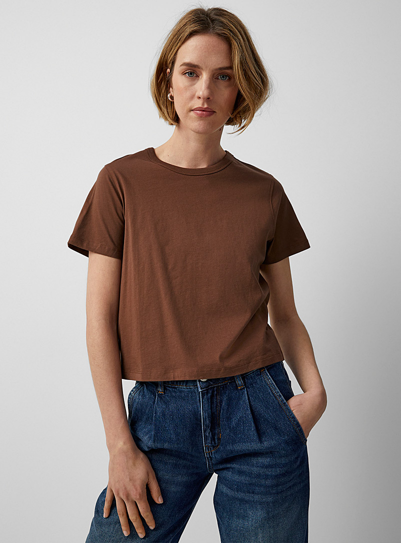 Contemporaine Dark Brown Organic cotton boxy T-shirt for women