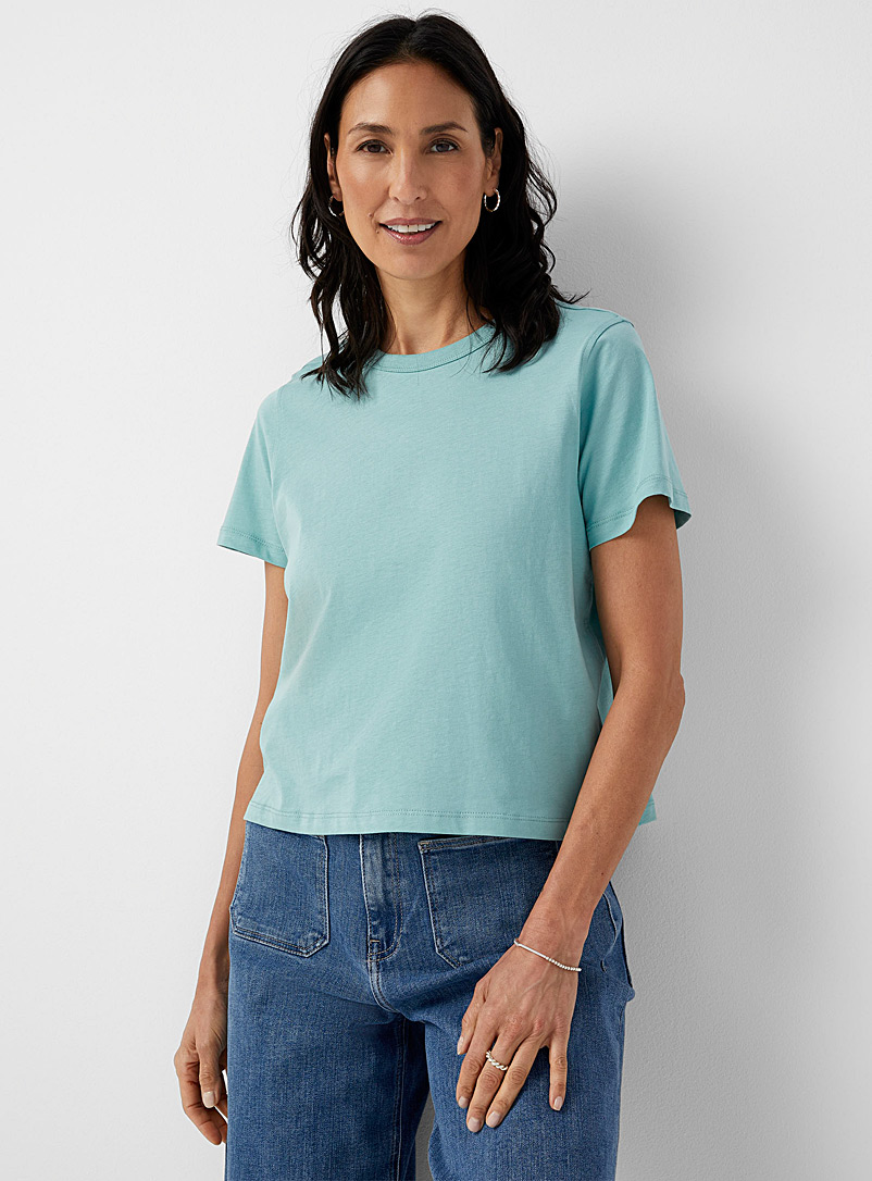 Contemporaine: Le t-shirt carré coton bio Vert vif-irlandais-émerau pour femme