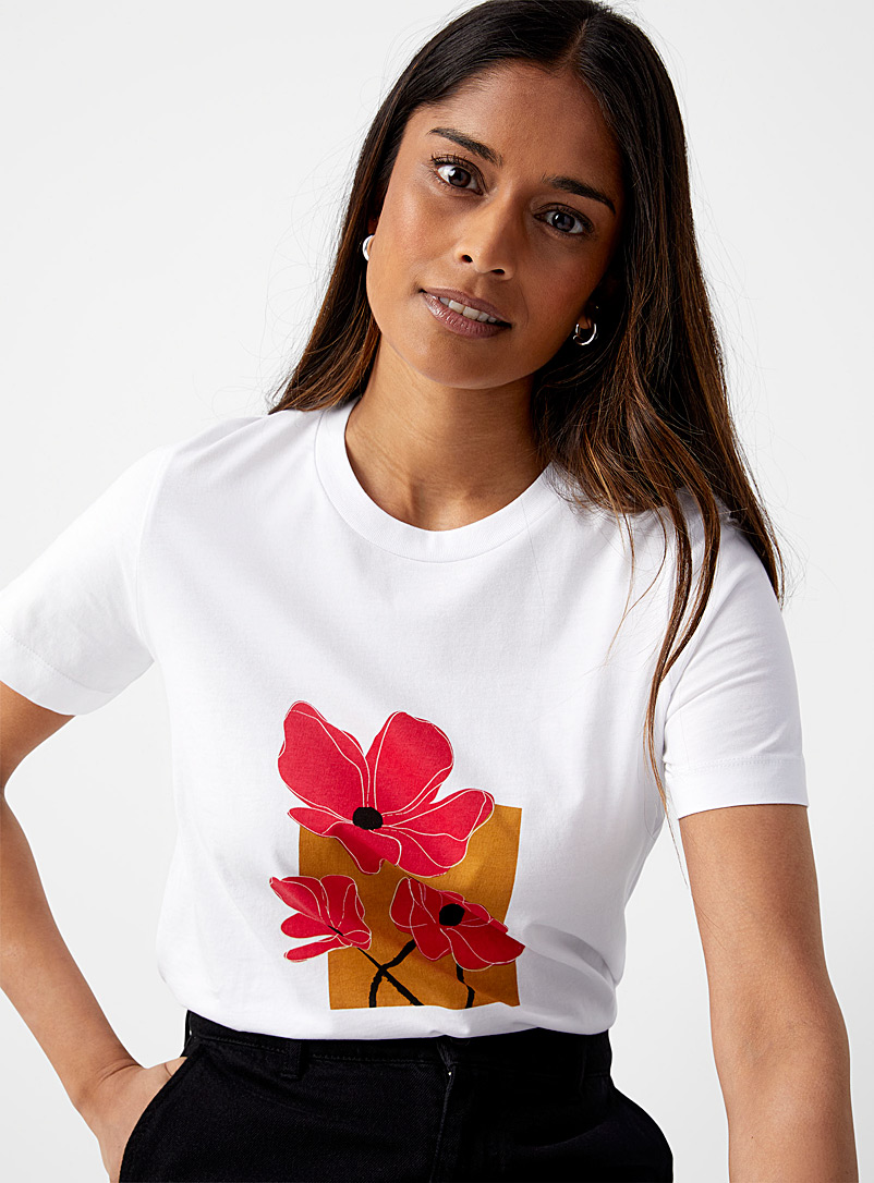 Contemporaine: Le t-shirt illustration inspirante Blanc pour femme