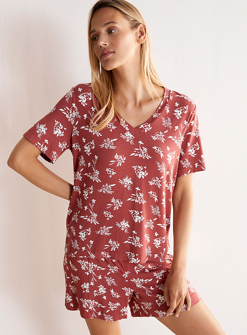 Miiyu: Le t-shirt détente doux modal Rouge pâle pour femme