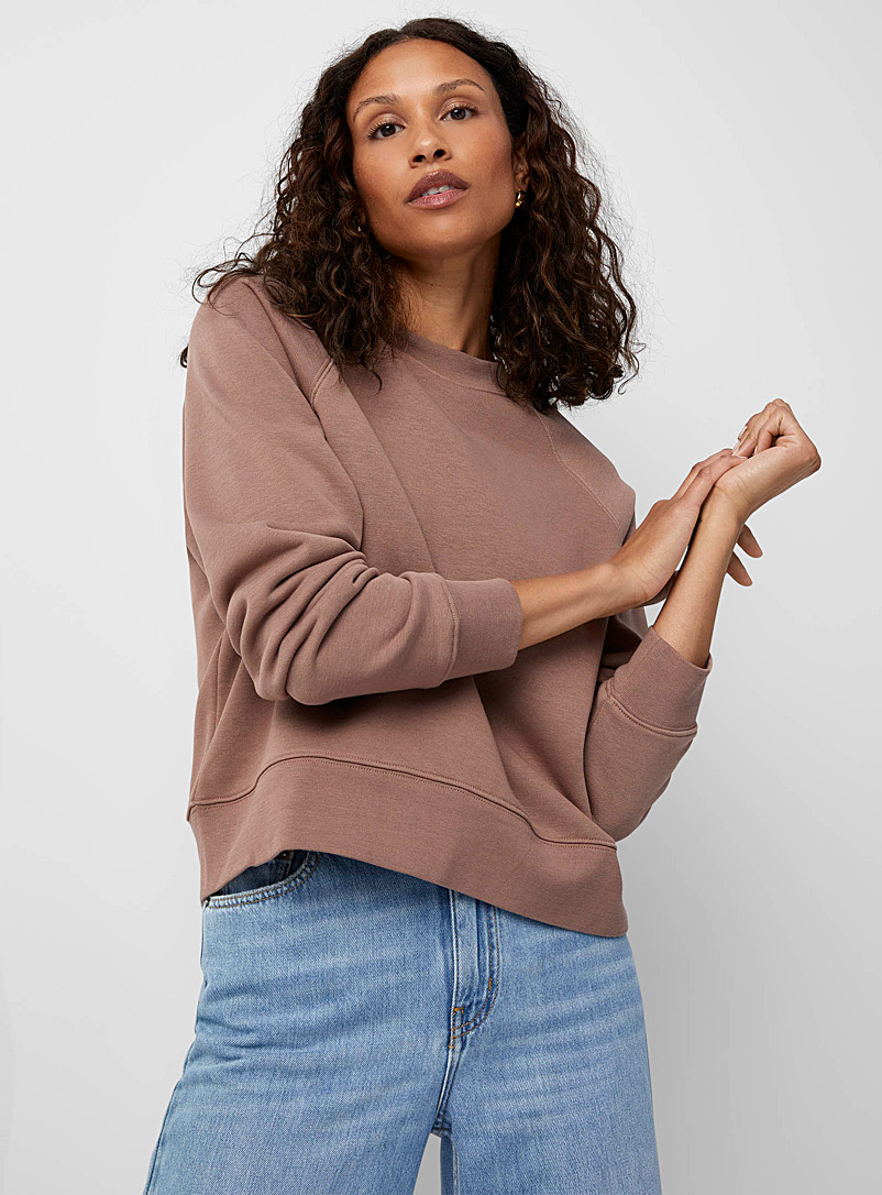 Contemporaine Medium Brown French terry raglan sweatshirt for women