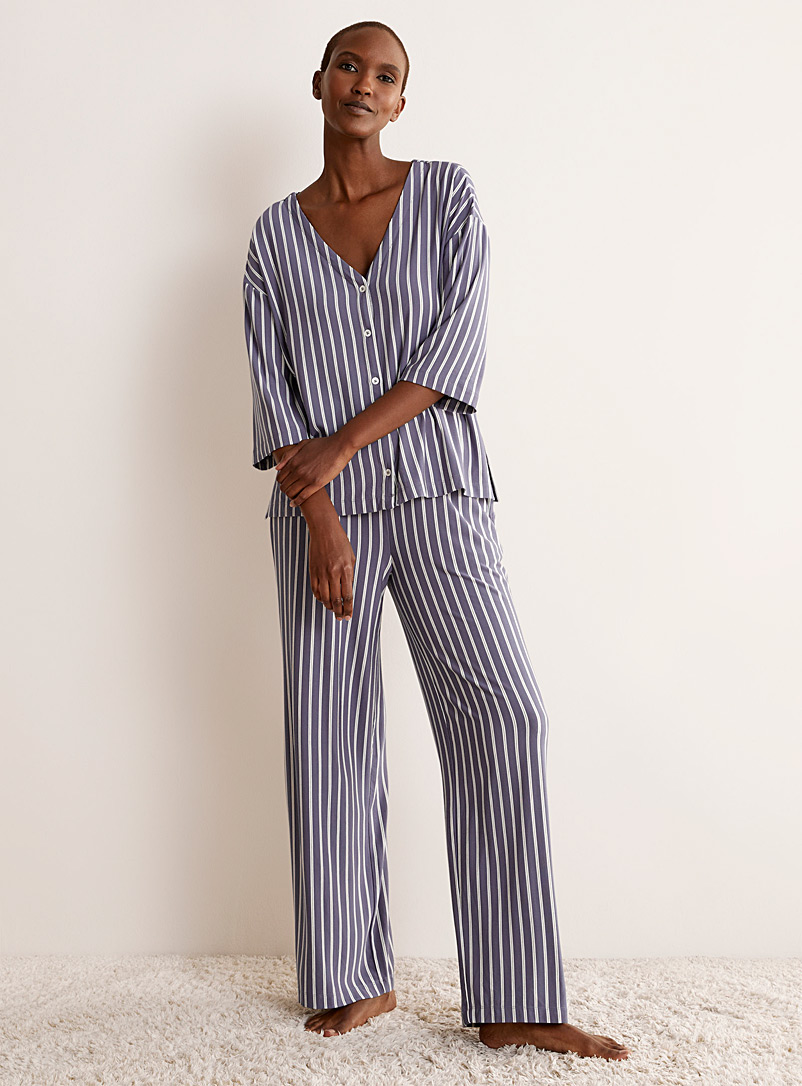 Contrasting pattern button-down pyjama set, Miiyu