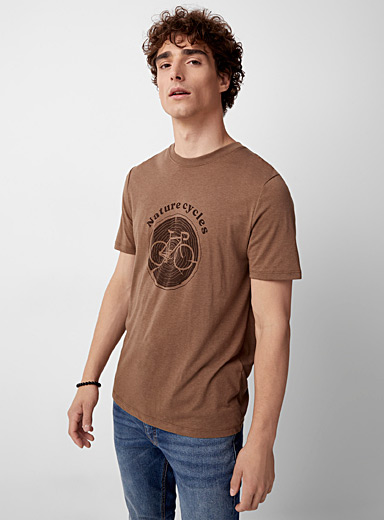 Le 31 Light Brown Bike T-shirt for men