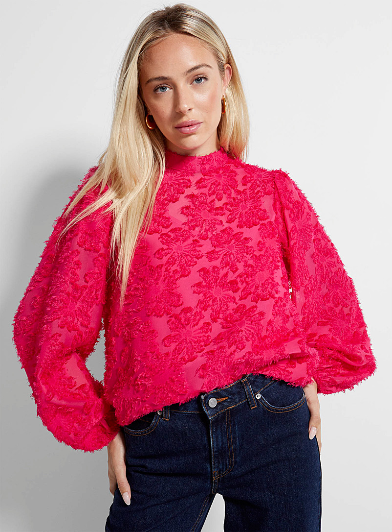 Icône Pink Spun flowers puff-sleeve blouse for women