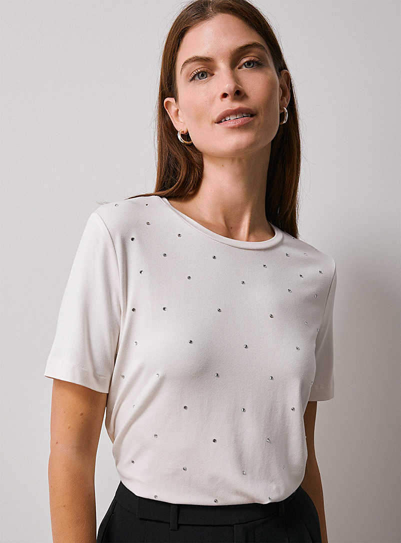Contemporaine: Le t-shirt pluie de cristaux Blanc pour femme