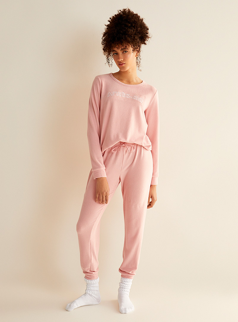 Miiyu x Twik Pink Waffled polar fleece lounge jogger for women
