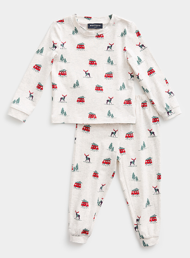 Le 31 Assorted white  Organic cotton wintery pattern pyjama set In support of Food Banks Canada Baby - unisex for men