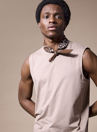I.FIV5 Taupe Ultra-soft muscle tee for men