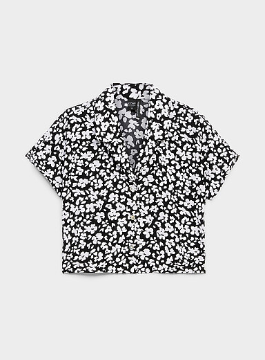 Notched collar boxy-fit blouse