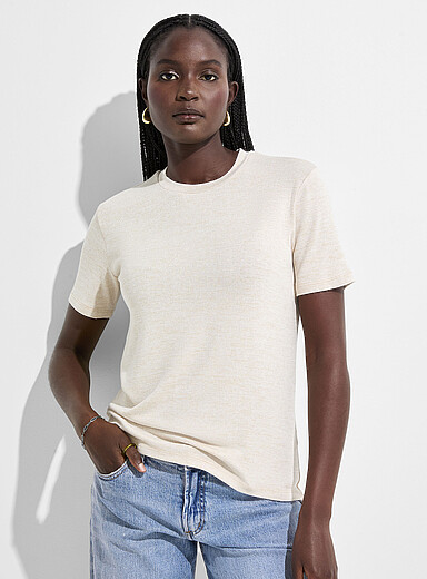 Short-sleeve supple knit T-shirt