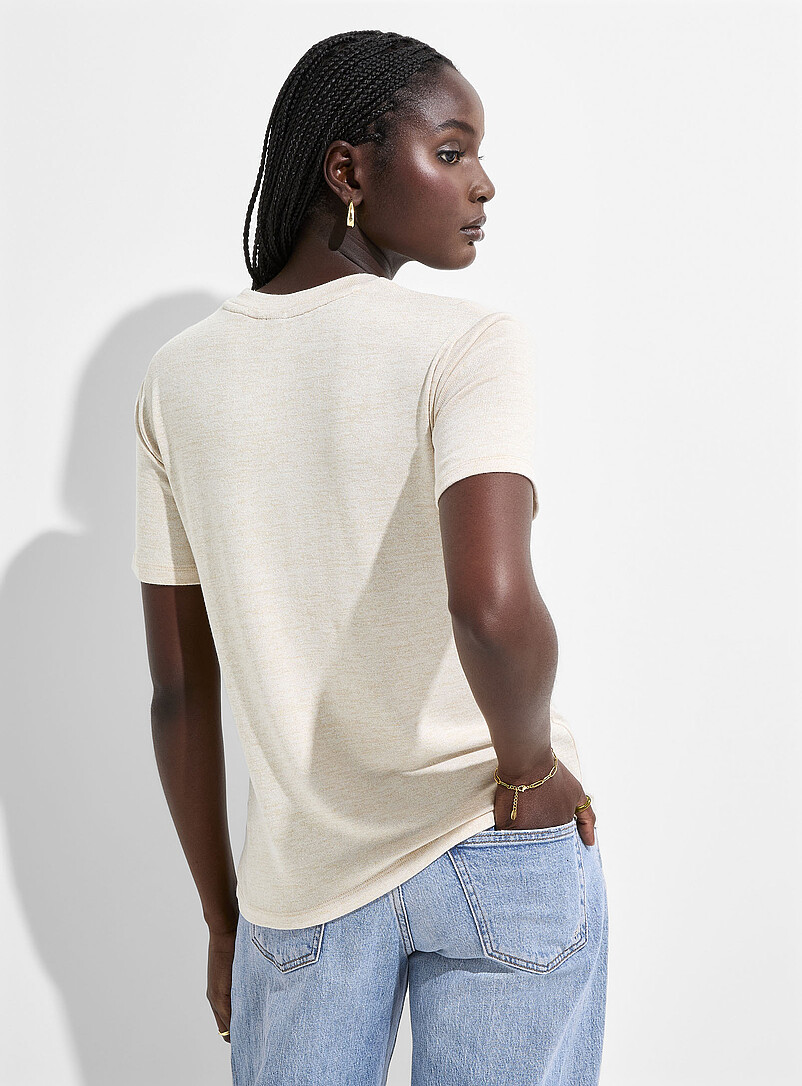 Ic&ocirc;ne Black Short-sleeve supple knit T-shirt for women